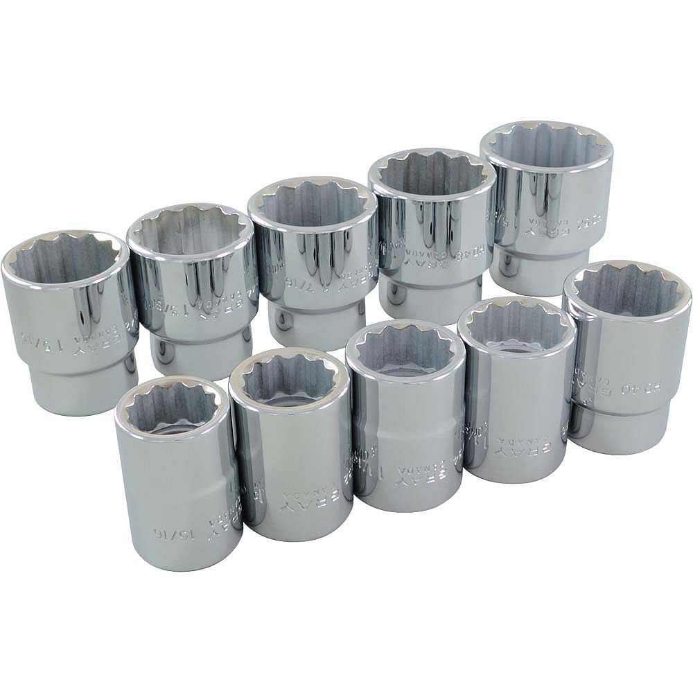 GRAY TOOLS Socket Set 10Piece 3/4 Inch Drive 12 Point Standard Sae