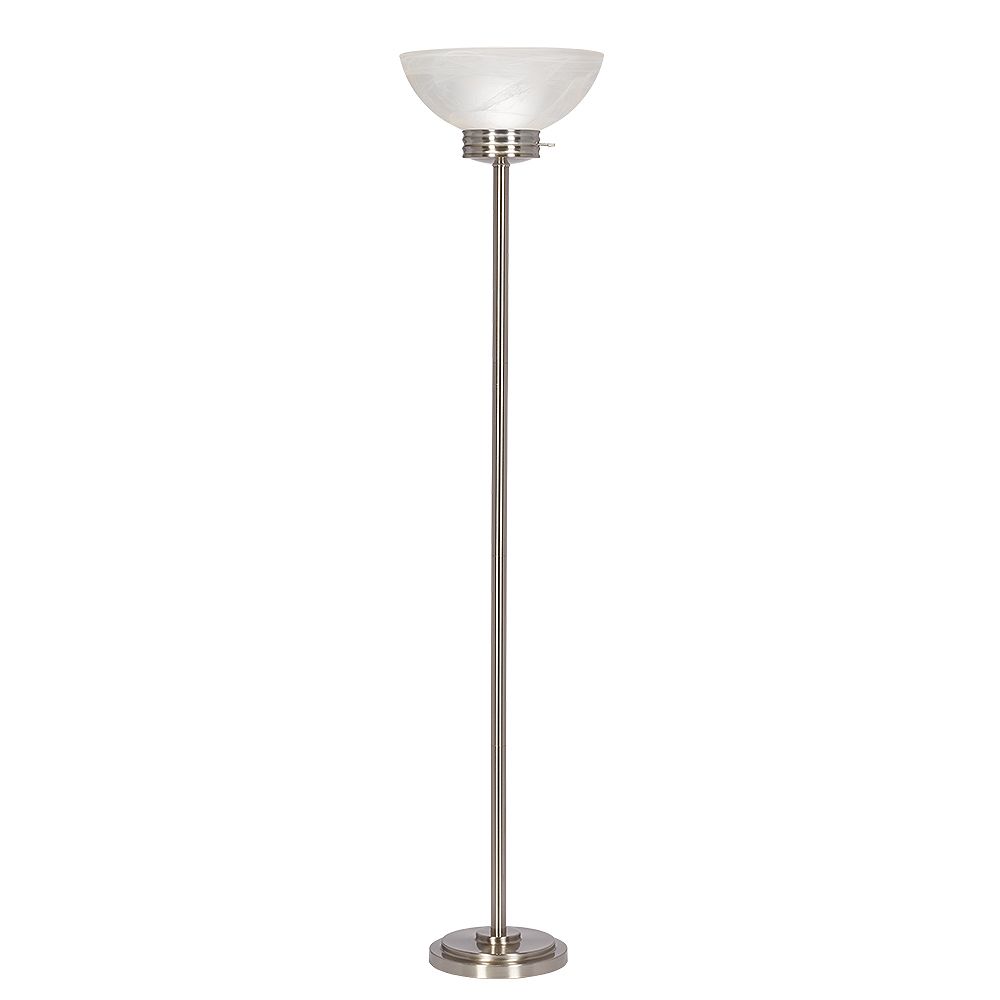 Home Decorators Collection 71 Inch Floor Lamp In Brushed Nickel With Glass Shade The Home Depot Canada