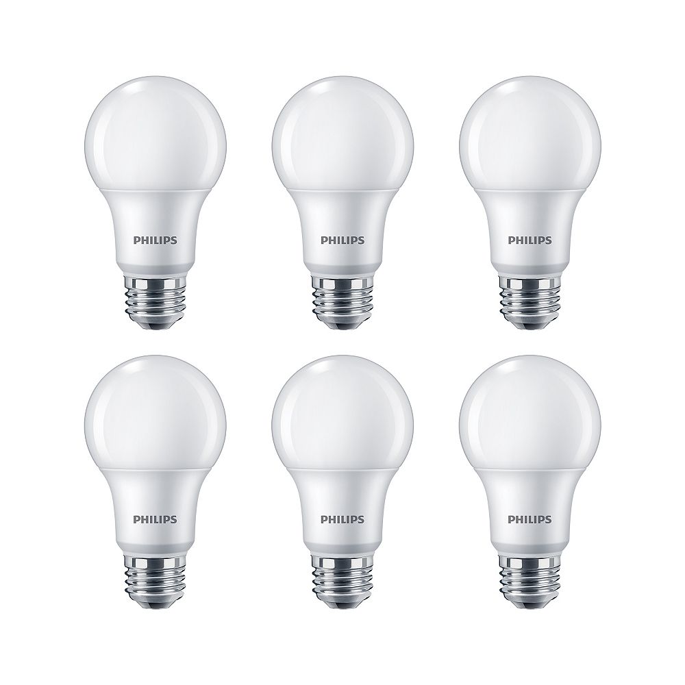 Philips 60w Equivalent Soft White 2700k A19 Led Light Bulb 6 Pack The Home Depot Canada 7100