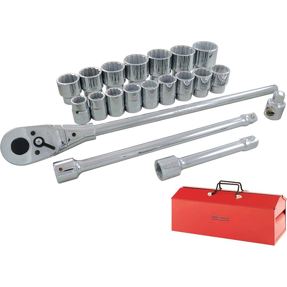 GRAY TOOLS Socket & Attachments Set 22Piece 3/4 Inch Drive 12 Point