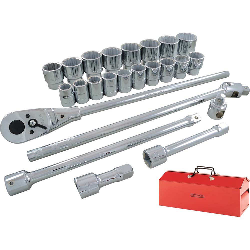 GRAY TOOLS Socket & Attachments Set 26Piece 3/4 Inch Drive 12 Point