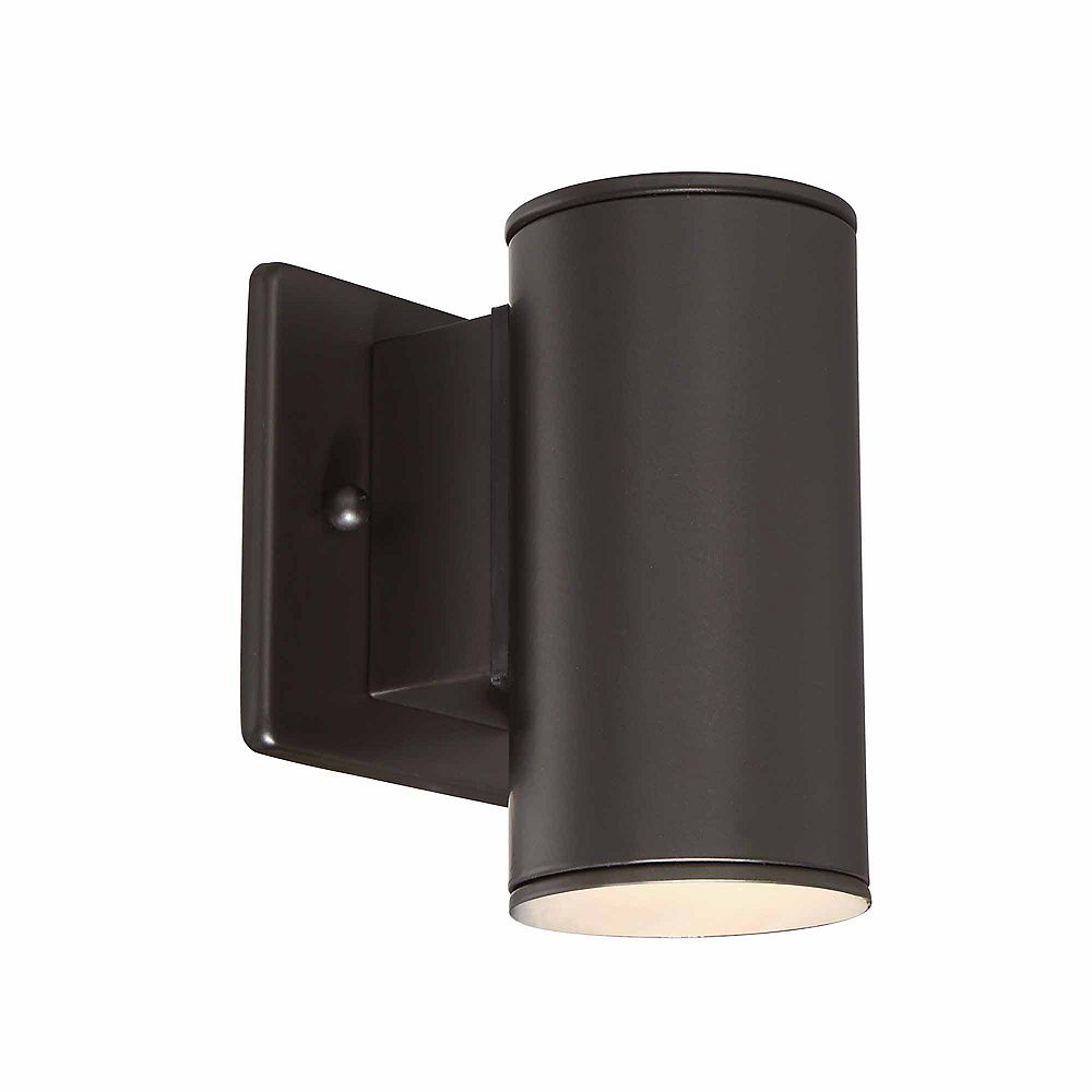 Home Decorators Collection Morrilton 40w 1 Light Satin Bronze Integrated Led Outdoor Wall The Home Depot Canada
