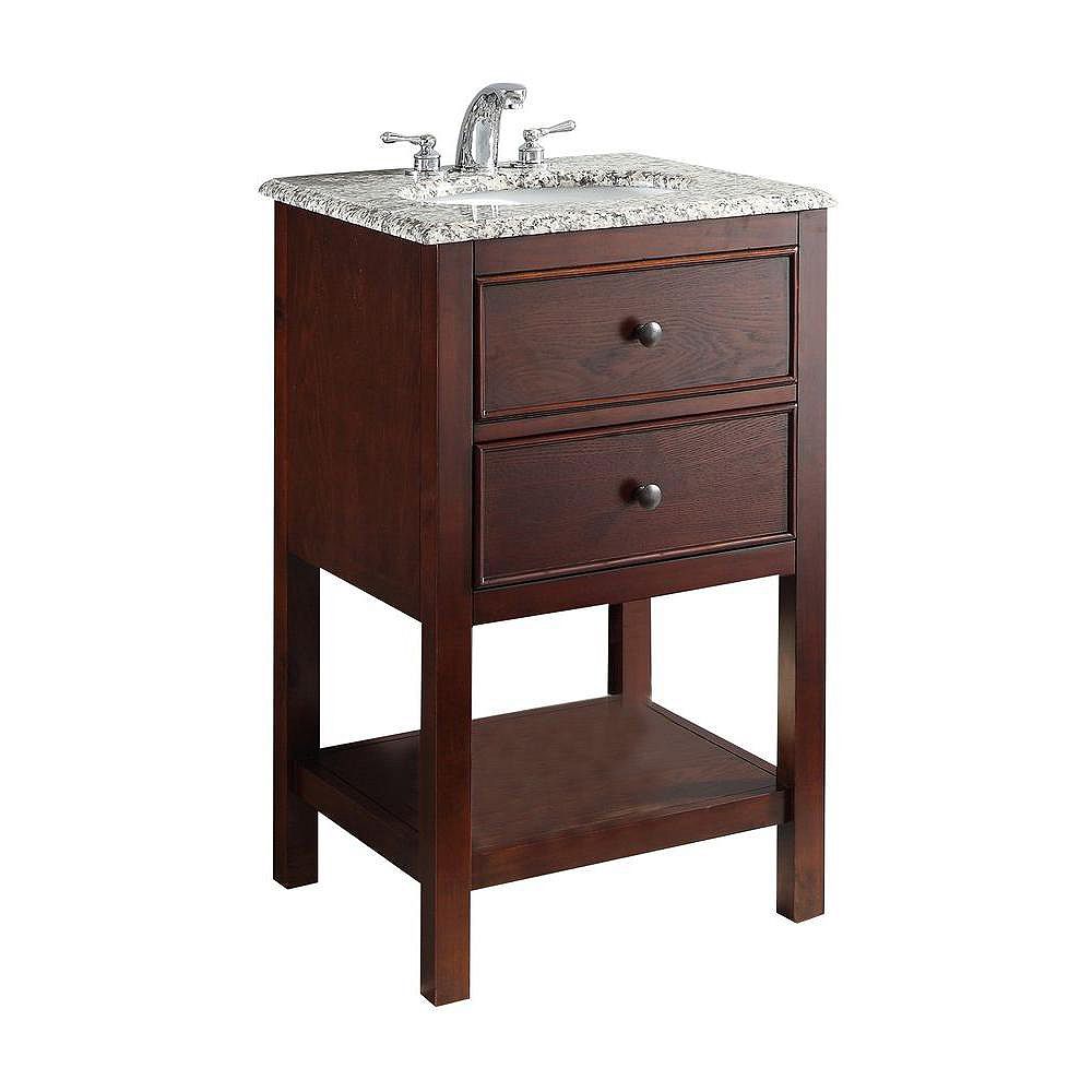 Simpli Home Burnaby 21-inch W 1-Drawer Freestanding Vanity in Brown ...