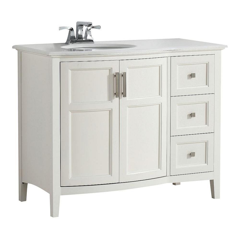 Simpli Home Winston 43 Inch W 3 Drawer 2 Door Freestanding Vanity In White With Quartz Top The Home Depot Canada