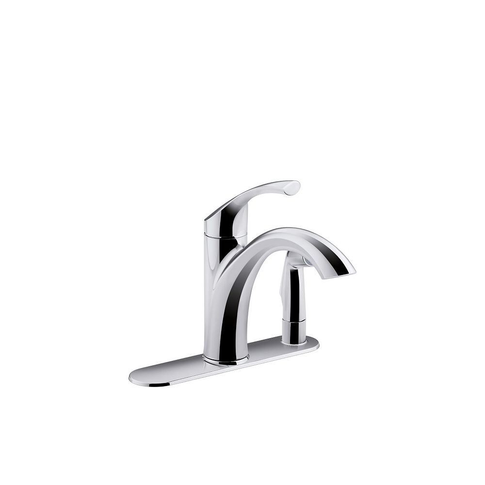 Kohler Mistos 3 Hole Kitchen Faucet With 10 Inch Swing Spout And Sidespray In Chrome The Home Depot Canada