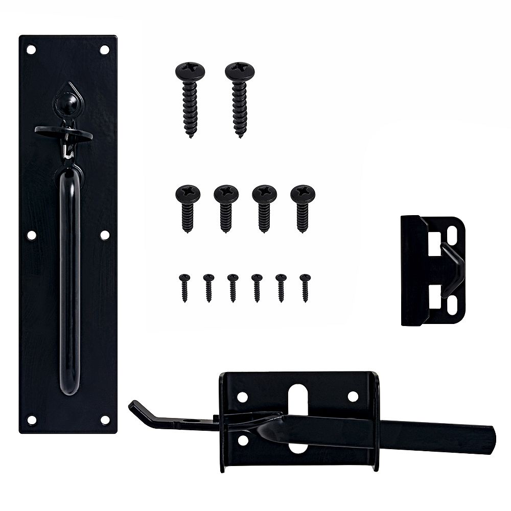 Everbilt Heavy Duty Thumb Gate Latch with Plate in Black 1pk The