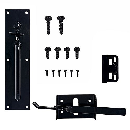 Heavy Duty Thumb Gate Latch with Plate in Black - 1pk