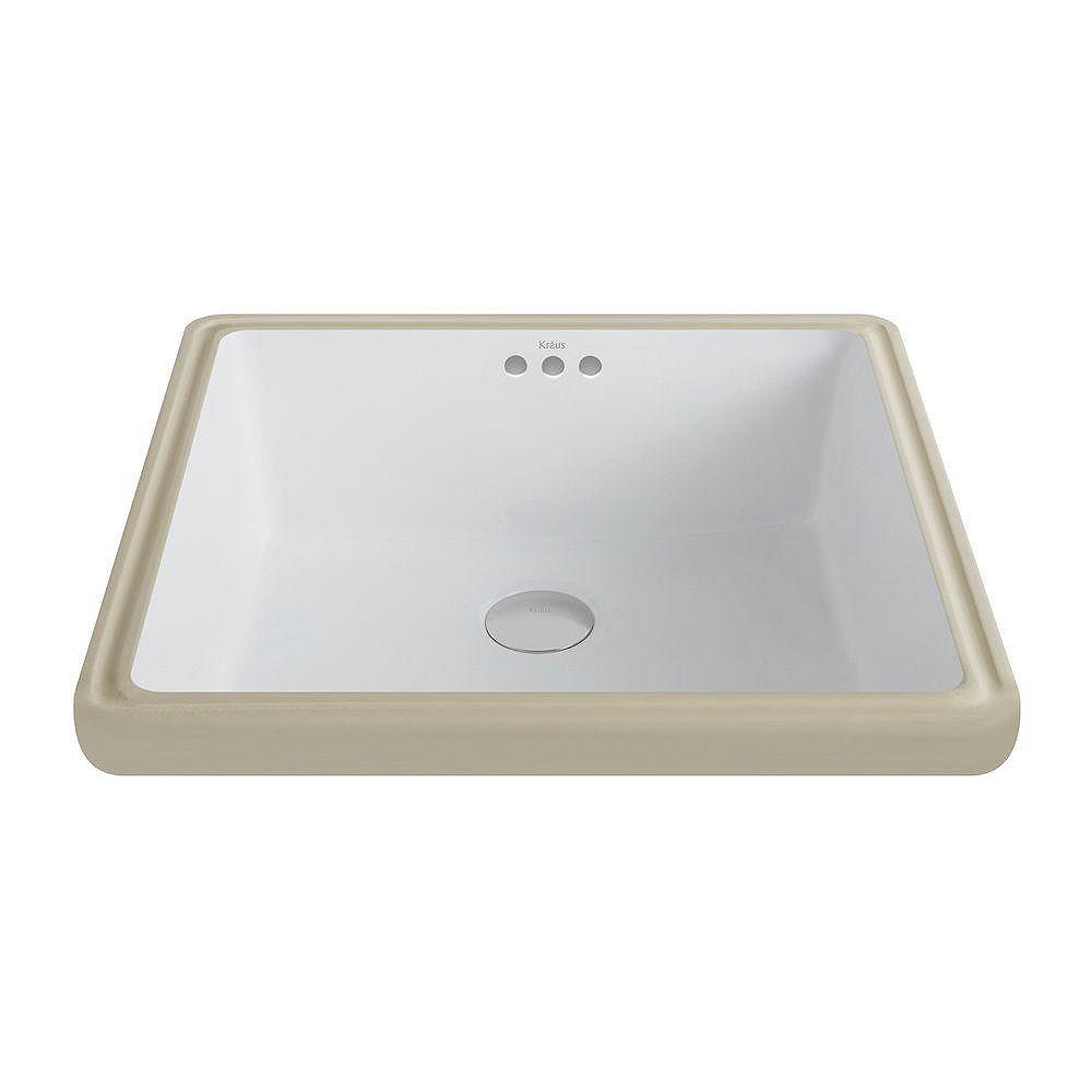 Kraus Elavo Ceramic Square Undermount Bathroom Sink With Overflow In White The Home Depot Canada