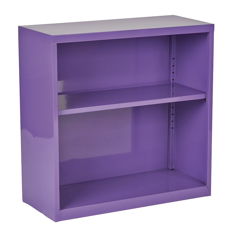 Office Star 28inch x 28inch x 12inch Metal Bookcase in Purple The