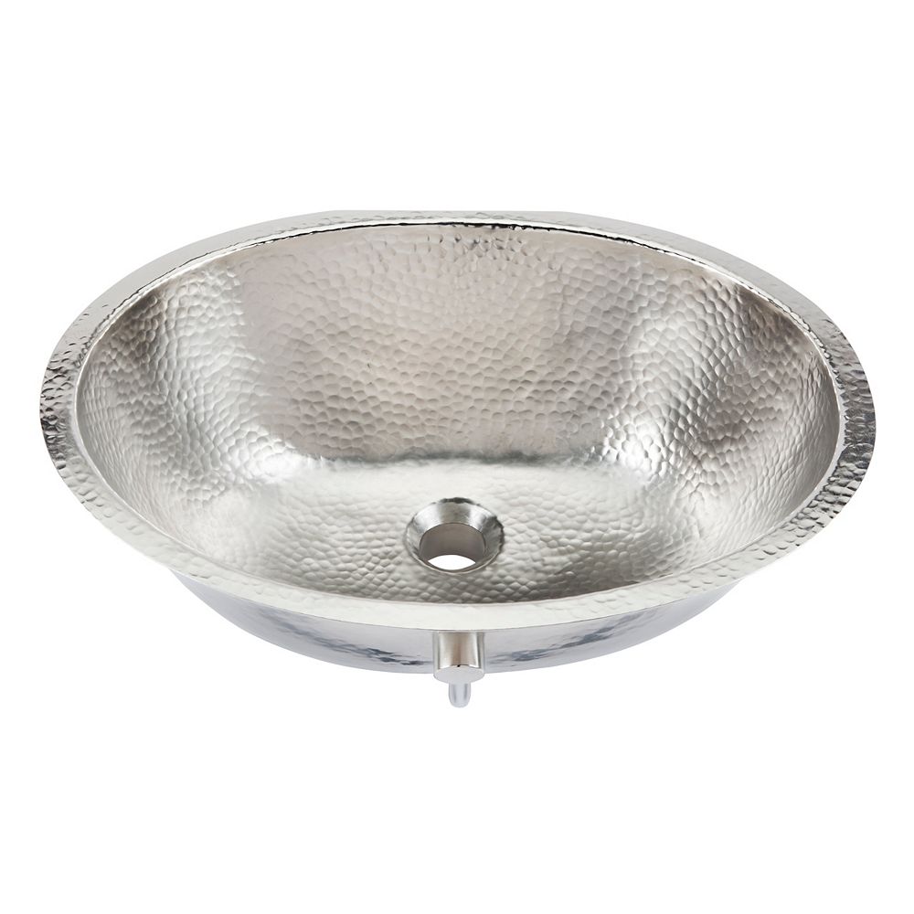 Sinkology Pavlov 19 1 4 Inch Oval Bathroom Sink In Hammered Nickel The Home Depot Canada