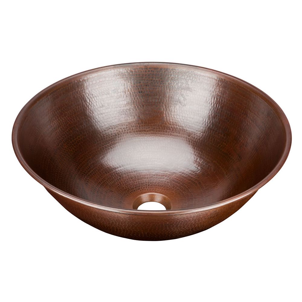 Sinkology Eddington 16 Inch X 6 Inch X 16 Inch Circular Copper Bathroom Sink The Home Depot Canada