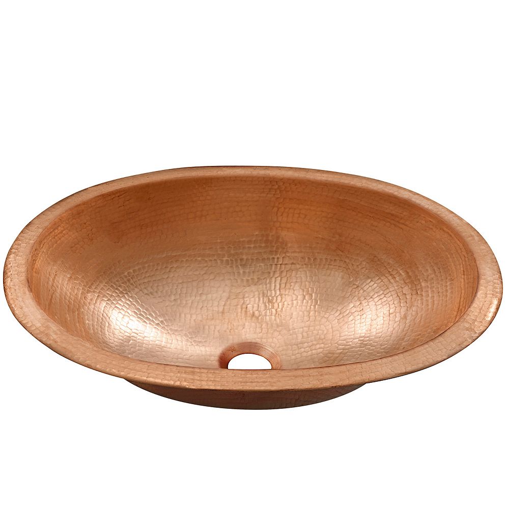 Sinkology Strauss 19 Inch Dual Mount Pure Solid Copper Bathroom Sink In Naked Copper The Home Depot Canada