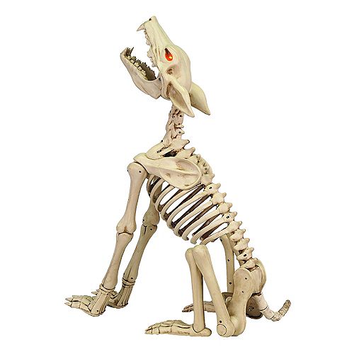 28-inch Animated Howling Skeleton Wolf with LED Illuminated Eyes