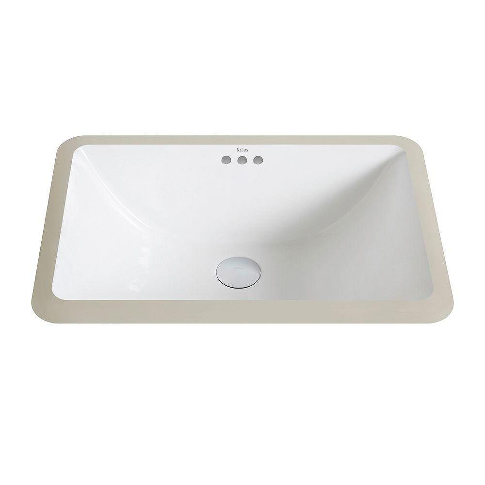 Kraus Elavo Small Ceramic Rectangular Undermount Bathroom Sink With Overflow In White The Home Depot Canada