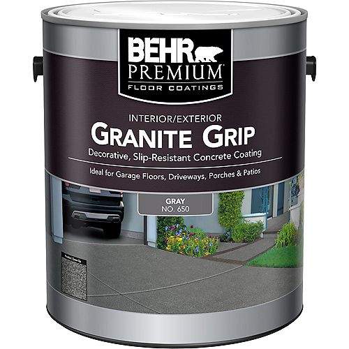 Granite Grip Interior/Exterior Concrete Coating in Gray, 3.79L