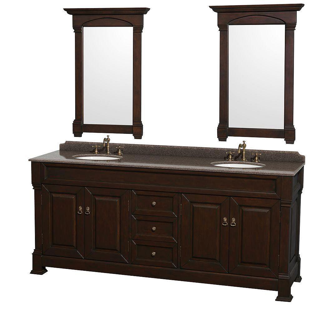 Wyndham Collection Andover 80 Inch W 3 Drawer 4 Door Vanity In Brown With Granite Top In B The Home Depot Canada