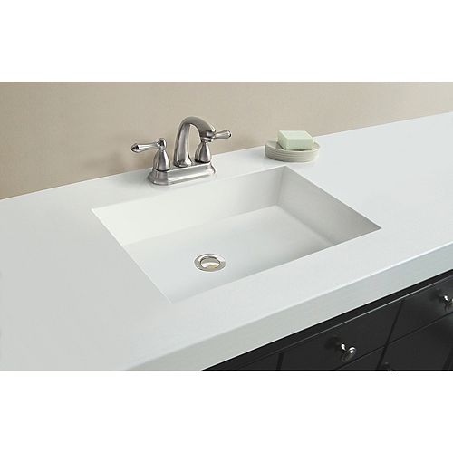 61-Inch W x 22-Inch D Marble Vanity Top in White with Rectangle Bowl