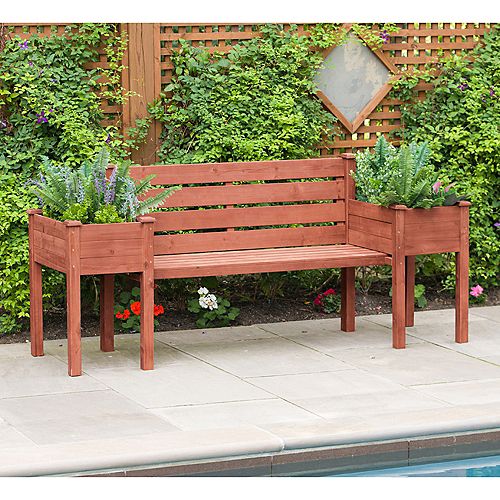 79-inch W x 20-inch D x 38-inch H Wood Planter Bench