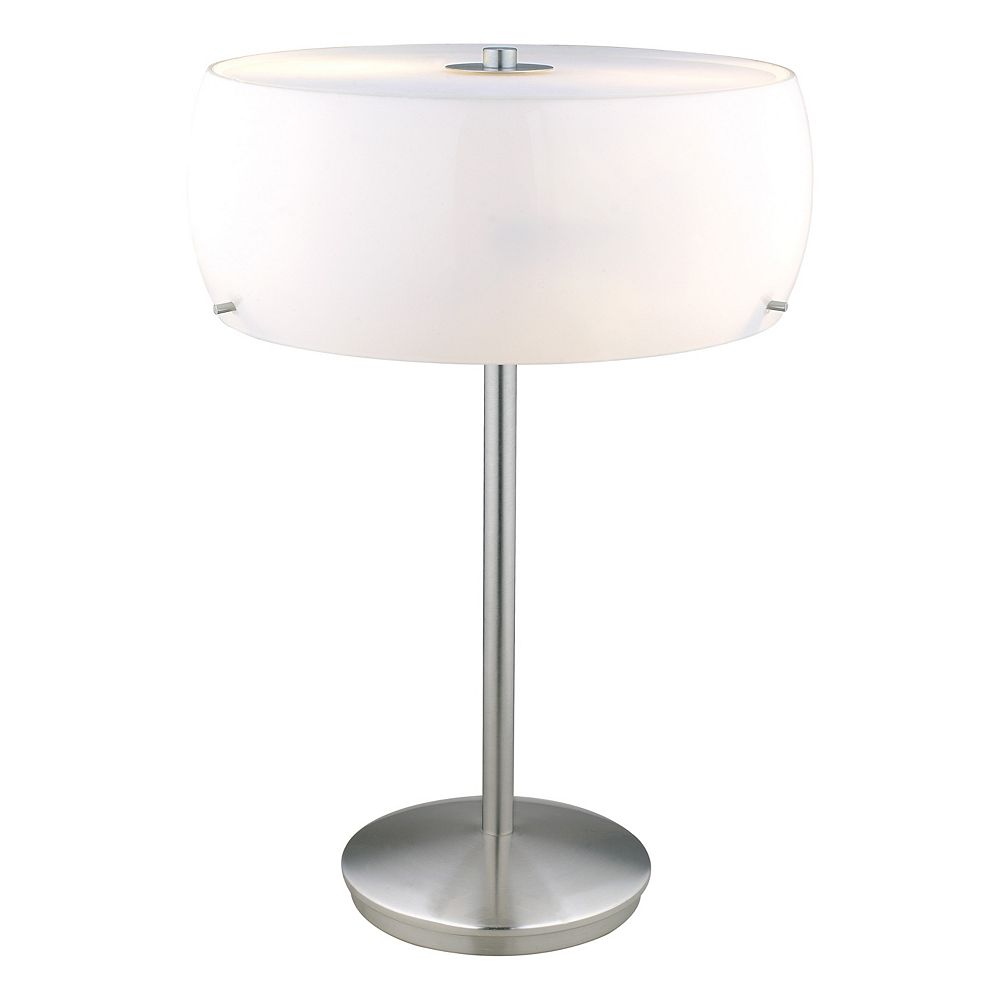 Eglo Camaro 2-Light Table Lamp with Glossy White Glass in Matte Nickel ...