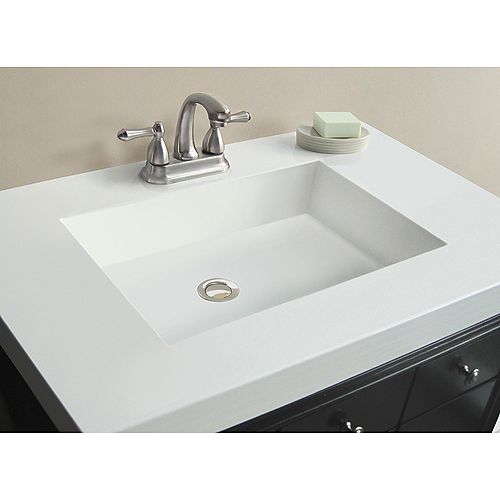 37-Inch W x 22-Inch D Marble Vanity Top in White with Rectangle Bowl