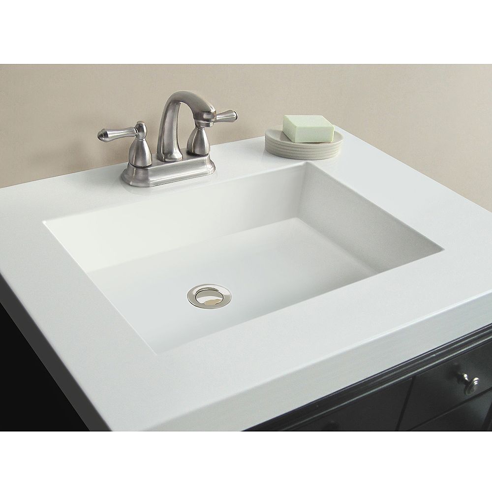 Magick Woods 31 Inch W X 22 Inch D Marble Vanity Top In White With Rectangle Bowl The Home Depot Canada