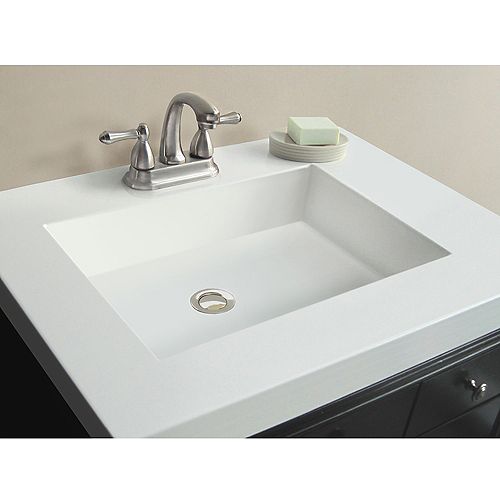 31-Inch W x 22-Inch D Marble Vanity Top in White with Rectangle Bowl