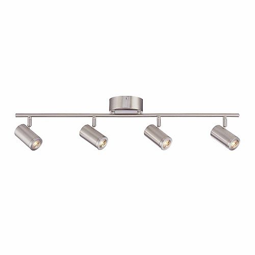 4-Light Integrated LED Directional Track Light in Brushed Nickel