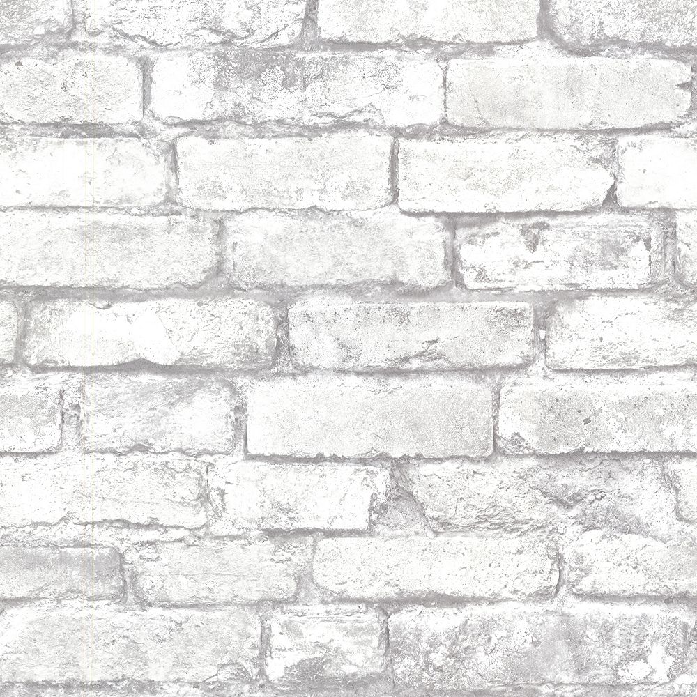 Beacon House Brickwork 56 Sq Ft Light Grey Exposed Brick Wallpaper The Home Depot Canada