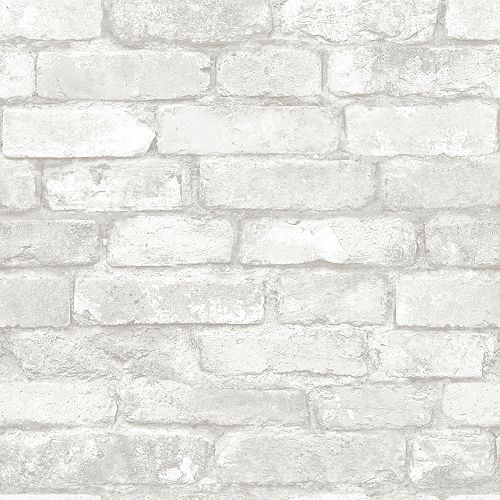 Brick Peel and Stick Wallpaper in Grey and White