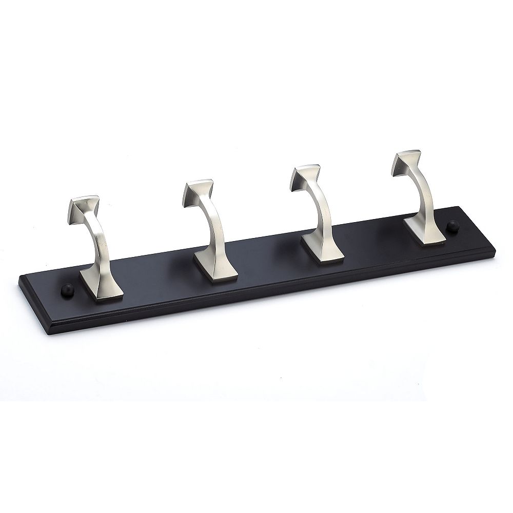 Nystrom 18inch (457 mm) Transitional 4Hook Rack, Black and Brushed