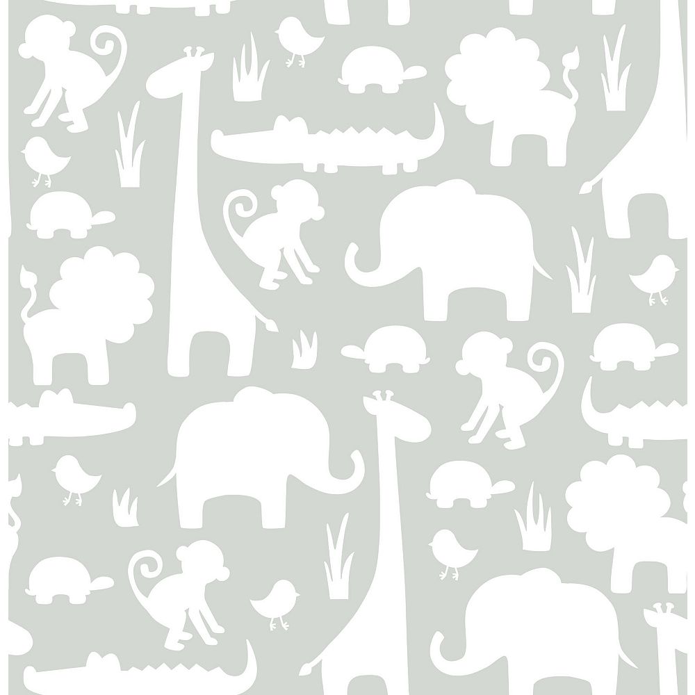 NuWallpaper Gray Its A Jungle In Here Peel And Stick Wallpaper The