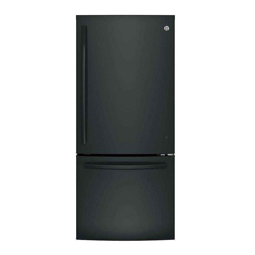 GE 30-inch W 20.9 cu. ft. Bottom Freezer Refrigerator in Black - ENERGY ...