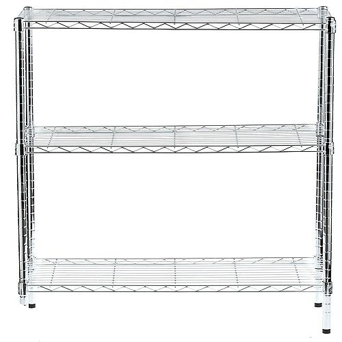 Honey-Can-Do 36-inch H x 36-inch W x 14-inch D 3-Shelf Shelving Unit in Chrome