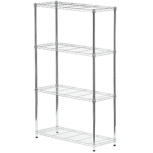 4-Shelf 60-inch H x 36-inch W x 14-inch D Steel Shelving Unit in Chrome