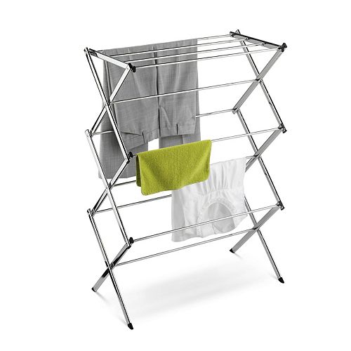 Honey-Can-Do Accordion Drying Rack with 24 ft. of Drying Area in Chrome