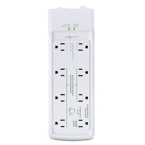 4 ft. 8-Outlet Surge Protect Energy Saving Power Bar in White