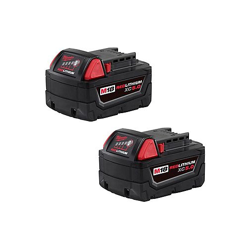 M18 18V Lithium-Ion Extended Capacity (XC) 5.0 Ah REDLITHIUM Battery (2 Pack)