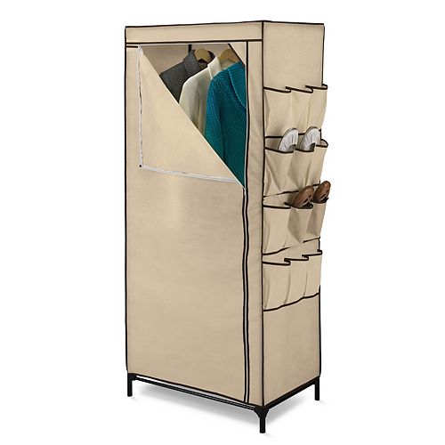 62-inch H x 27-inch W x 18-inch D Portable Closet with Shoe Organizer in Khaki