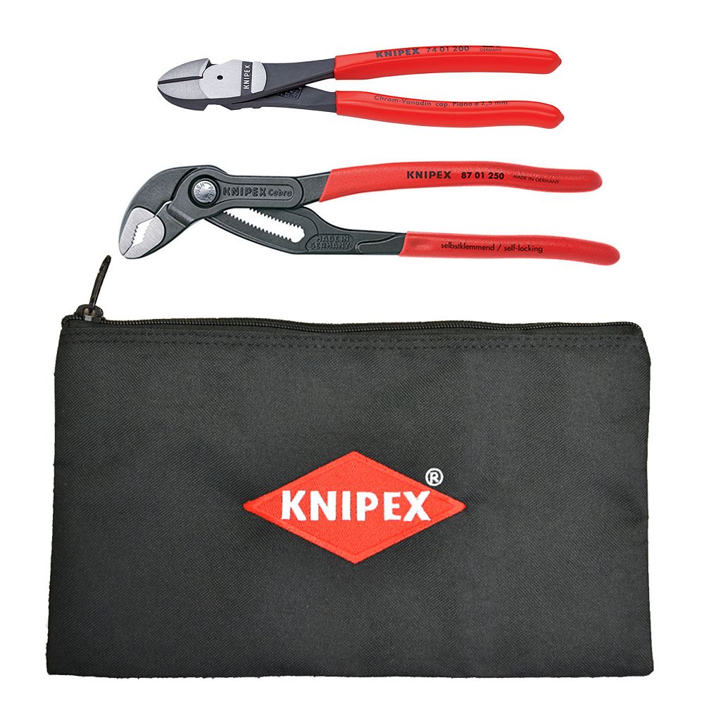 Knipex 3Piece Set 10 Inch Cobra Pliers, 8 Inch High Leverage Diagonal