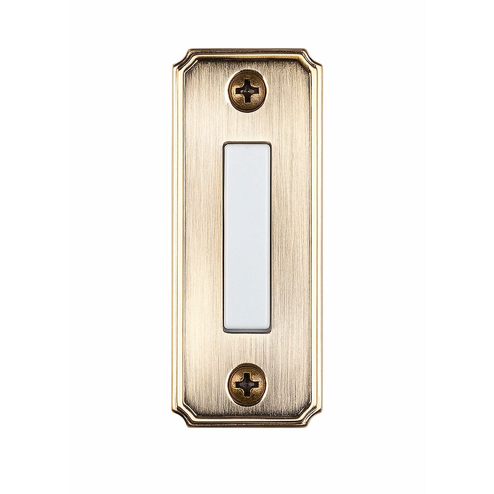 Hampton Bay Wired Lighted Door Bell Push Button Aged Brass The Home