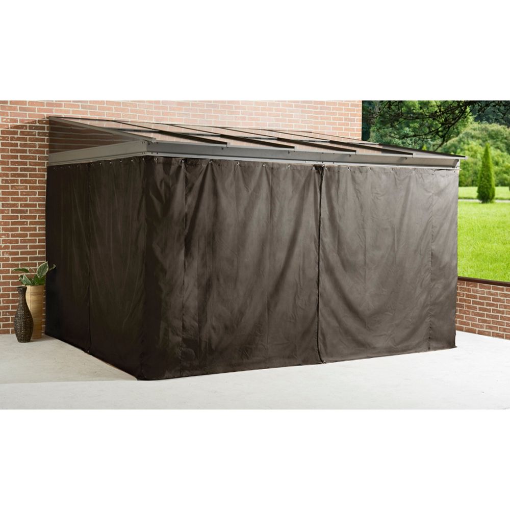 Sojag Pompano 10 ft. x 12 ft. Gazebo Polyester Privacy Curtains in Dark Brown The Home Depot