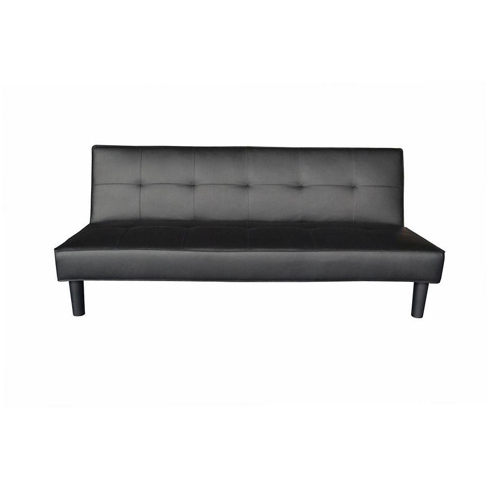 9-inch x 9-inch Wood Frame Sofa Bed with Futon Mattress in Black 9-inch x 9-inch Wood Frame Sofa Bed with Futon Mattress in Black