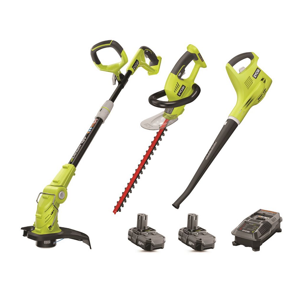 RYOBI 18V ONE+ LithiumIon Cordless Trimmer/Edger, Hedge Trimmer and