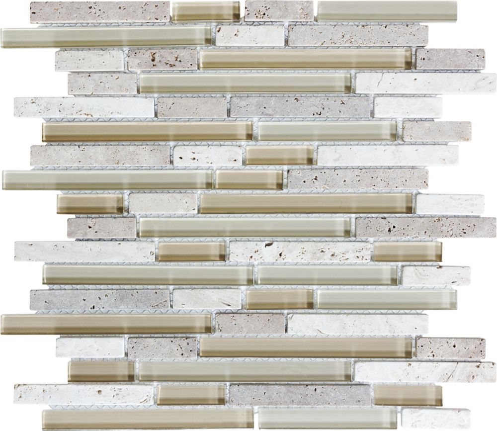 Enigma 269698 12 Inch x 14 Inch Cashmere Glass/Stone Strip Mosaics