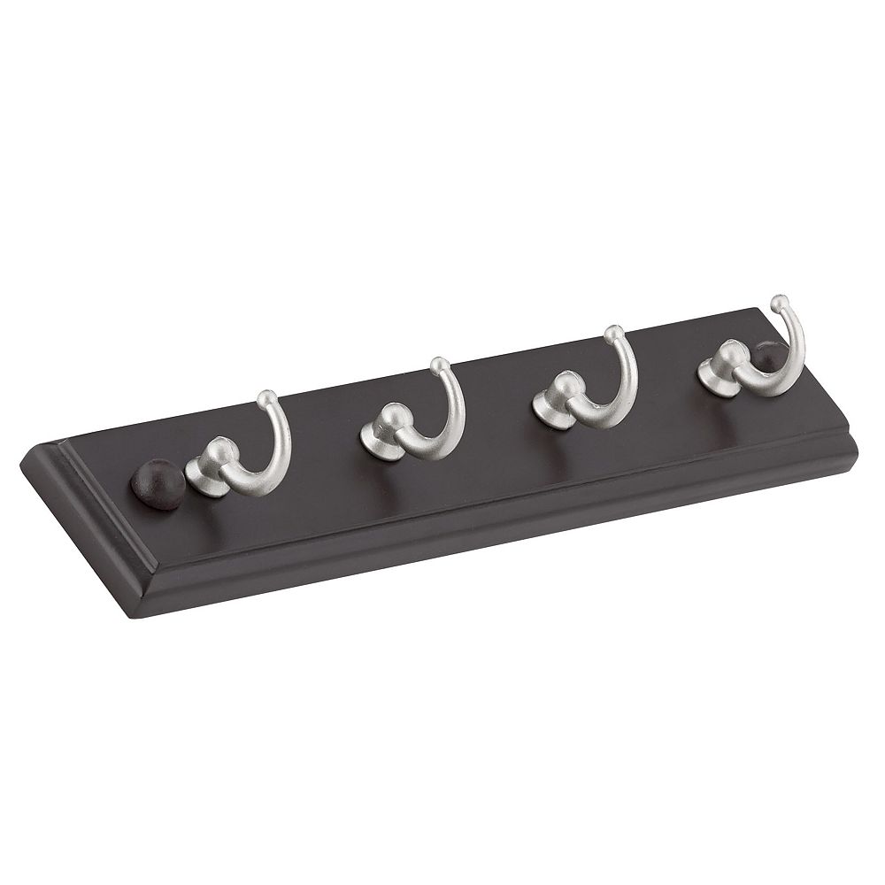 Nystrom 8 5/8inch (219 mm) Utility 4Key Hook Rack, Matte Nickel and
