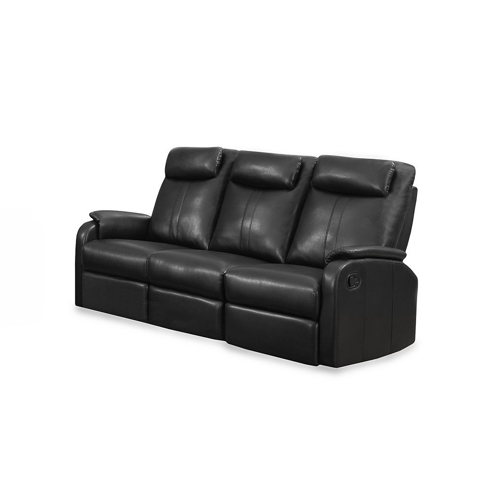 Monarch Specialties Reclining - BlackBonded Leather Sofa | The Home ...