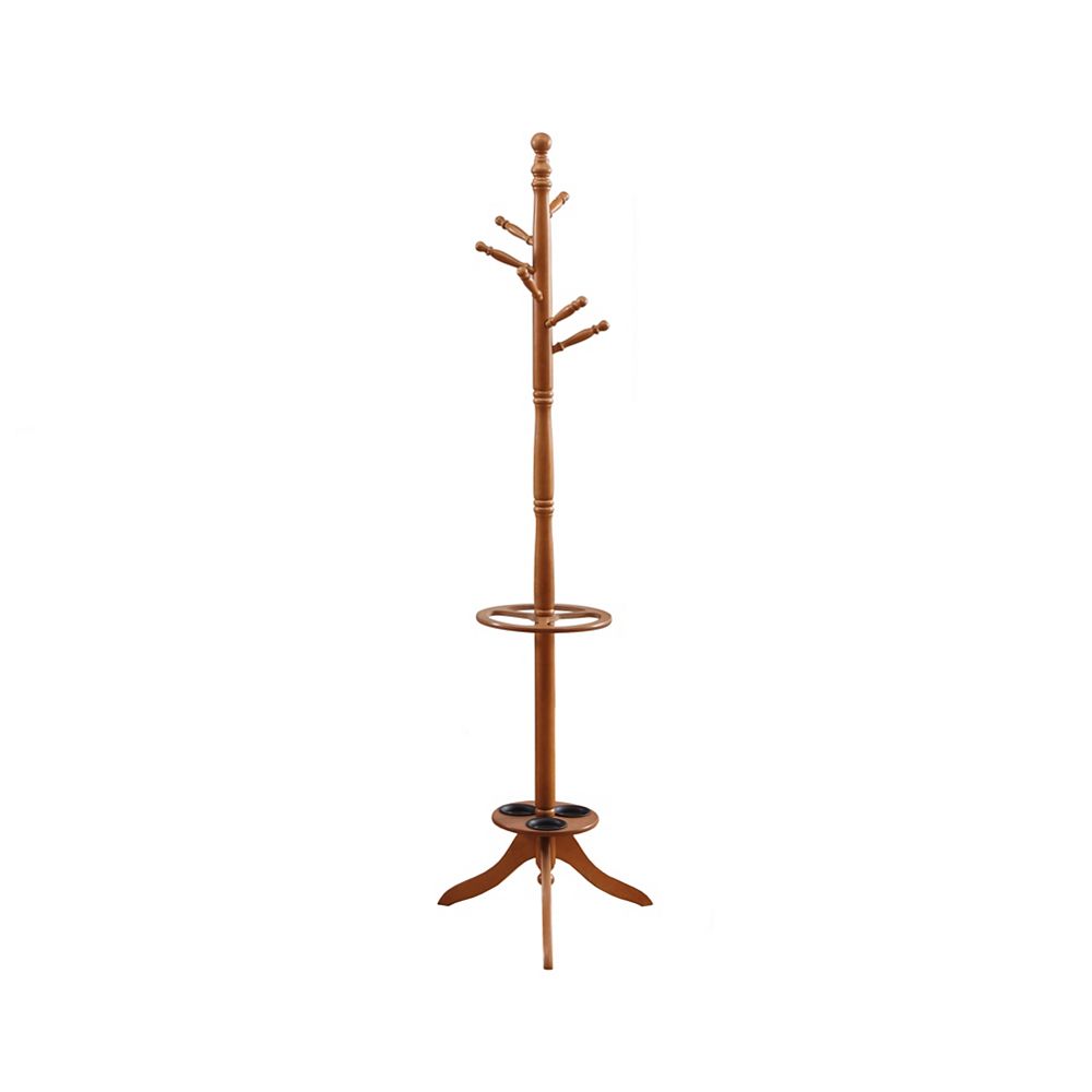 Monarch Specialties Coat Rack 71 Inch H / Oak With an Umbrella Holder
