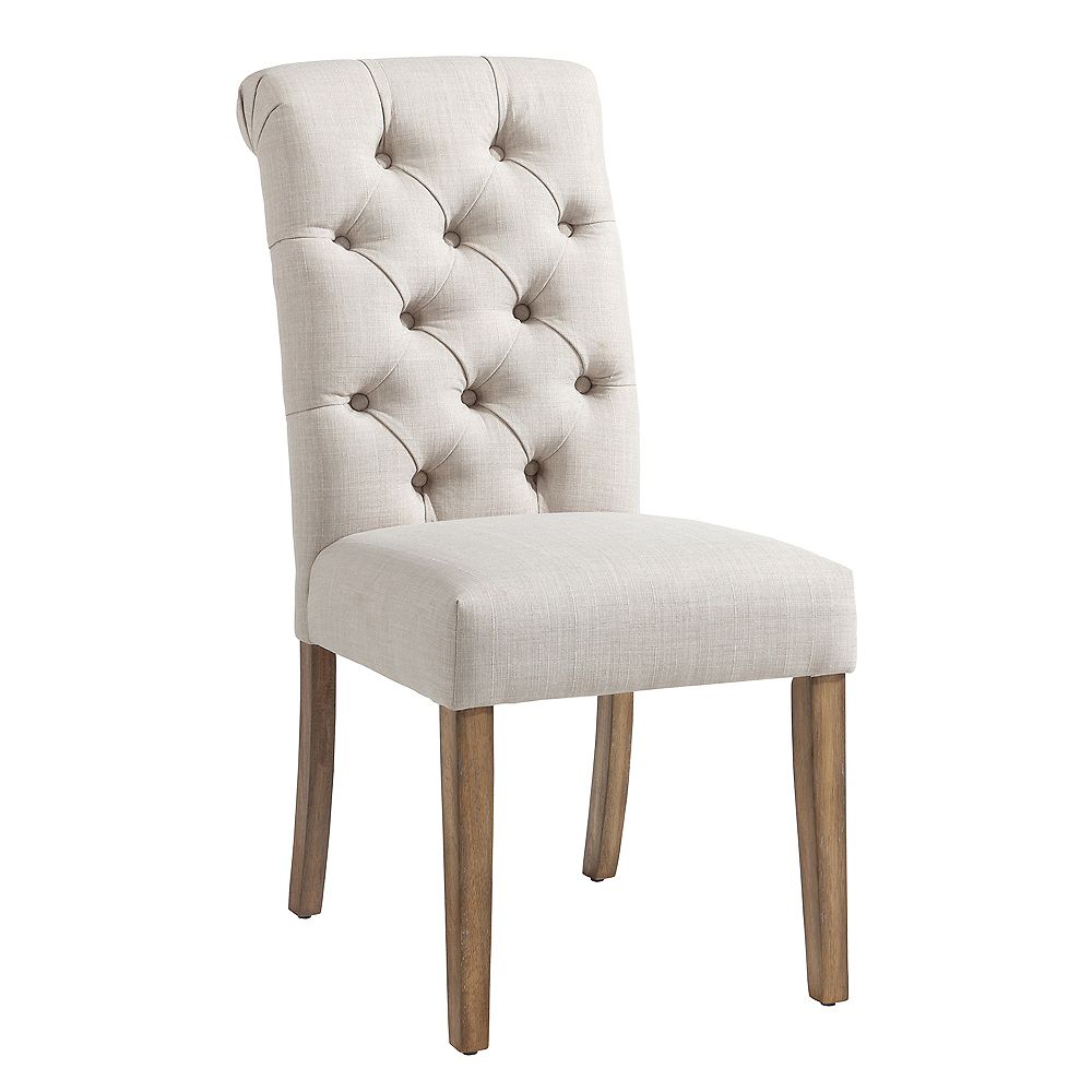 Nspire Melia Wood White Parson Armless Dining Chair With White