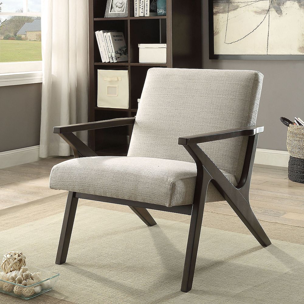!nspire Beso Contemporary Occasional Accent Chair in Beige with Solid