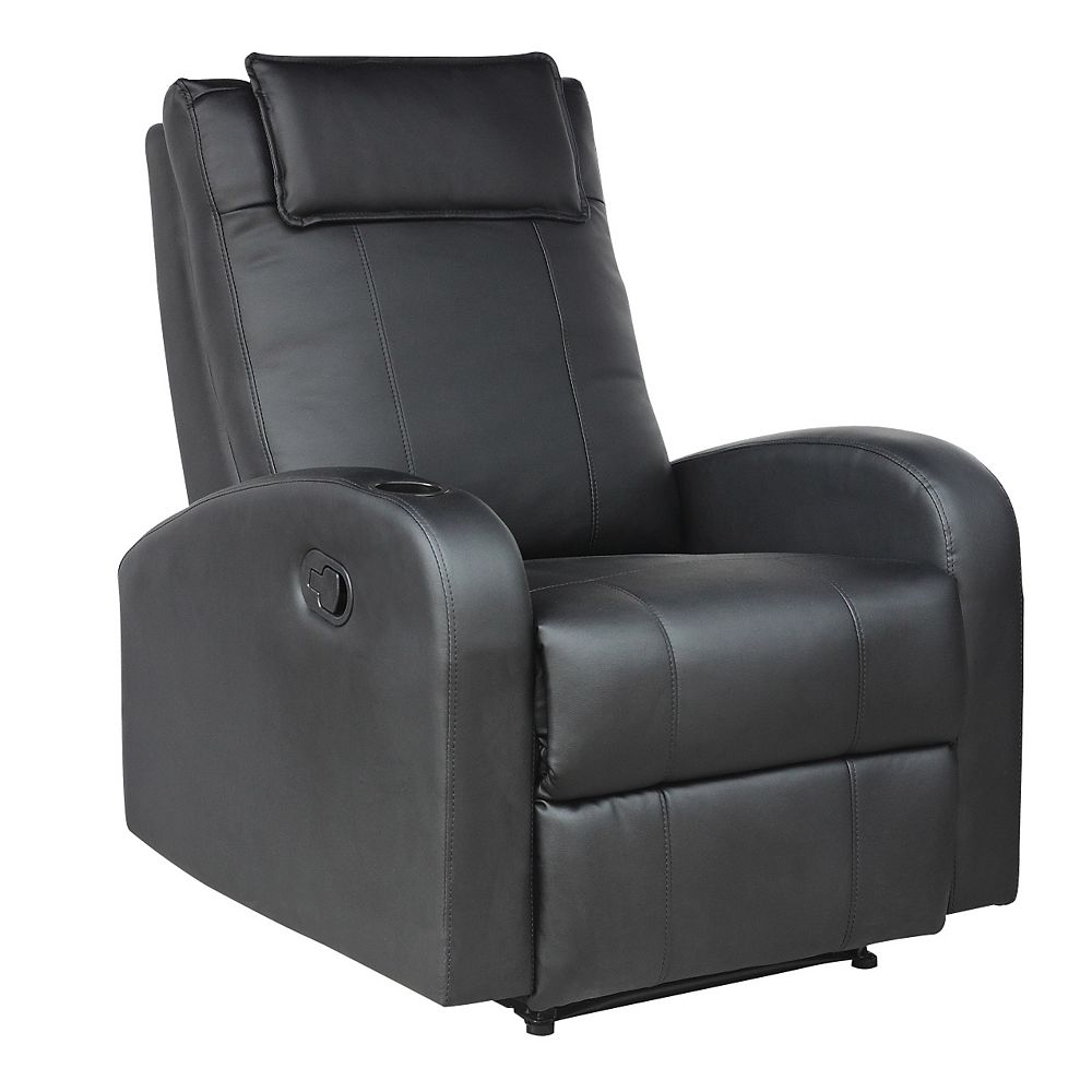 Corliving Yalaha Faux Leather Recliner in Black | The Home Depot Canada